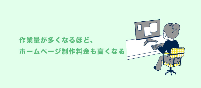 作業量が多くなるほど、ホームページ制作料金も高くなると、考えておくとわかりやすいでしょう。